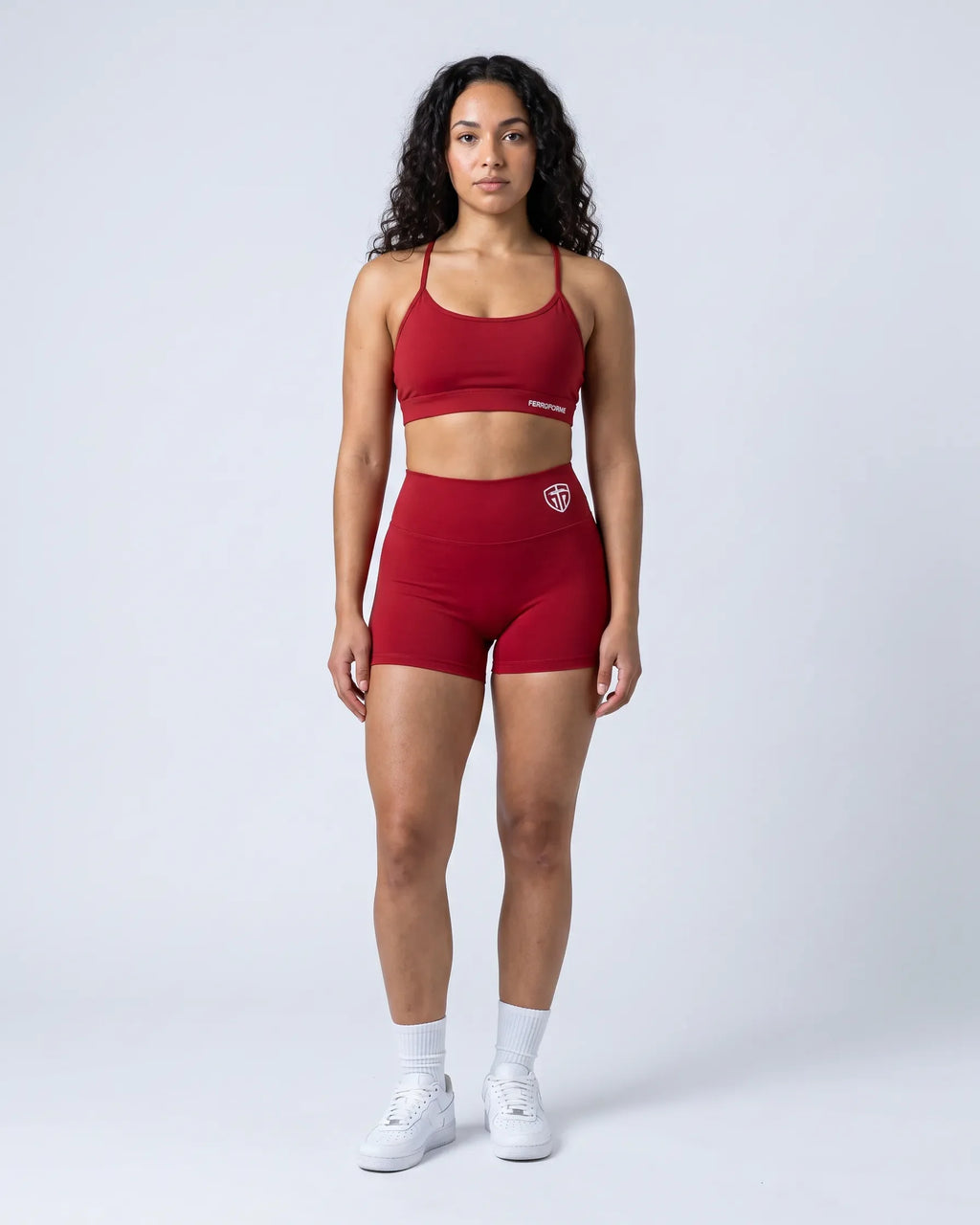 FORME Fit Sports Bra — crisscross strap sports bra, front view