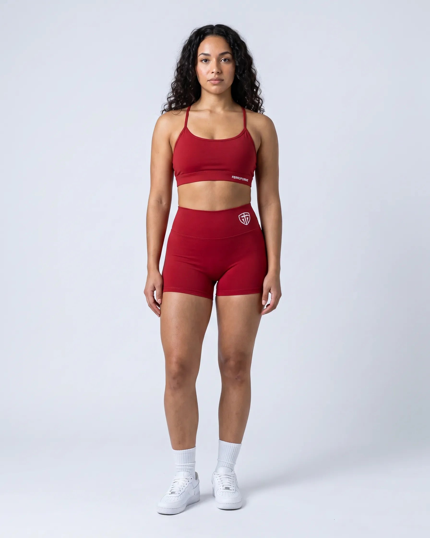 FORME Fit Sports Bra — crisscross strap sports bra, front view