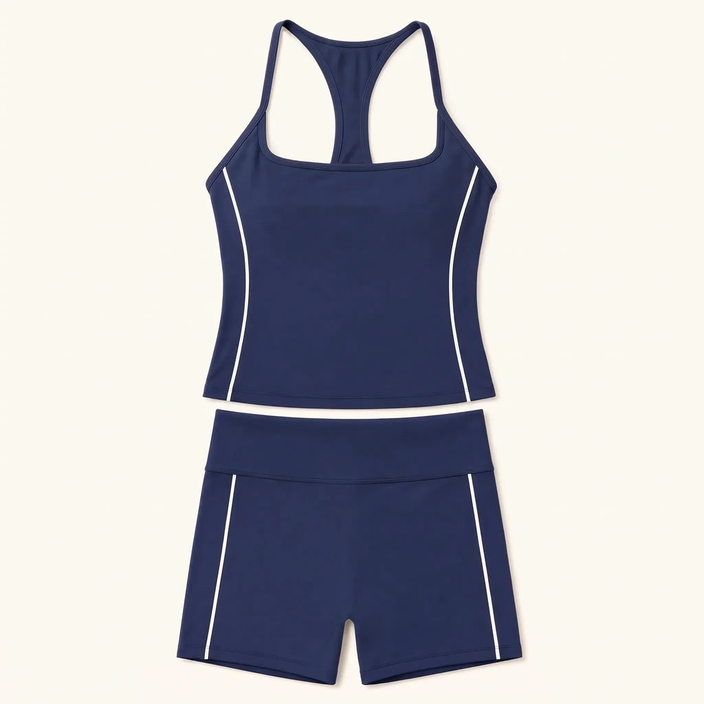 Racer Back Two-Piece Set — square neck tank and short set, alternate view