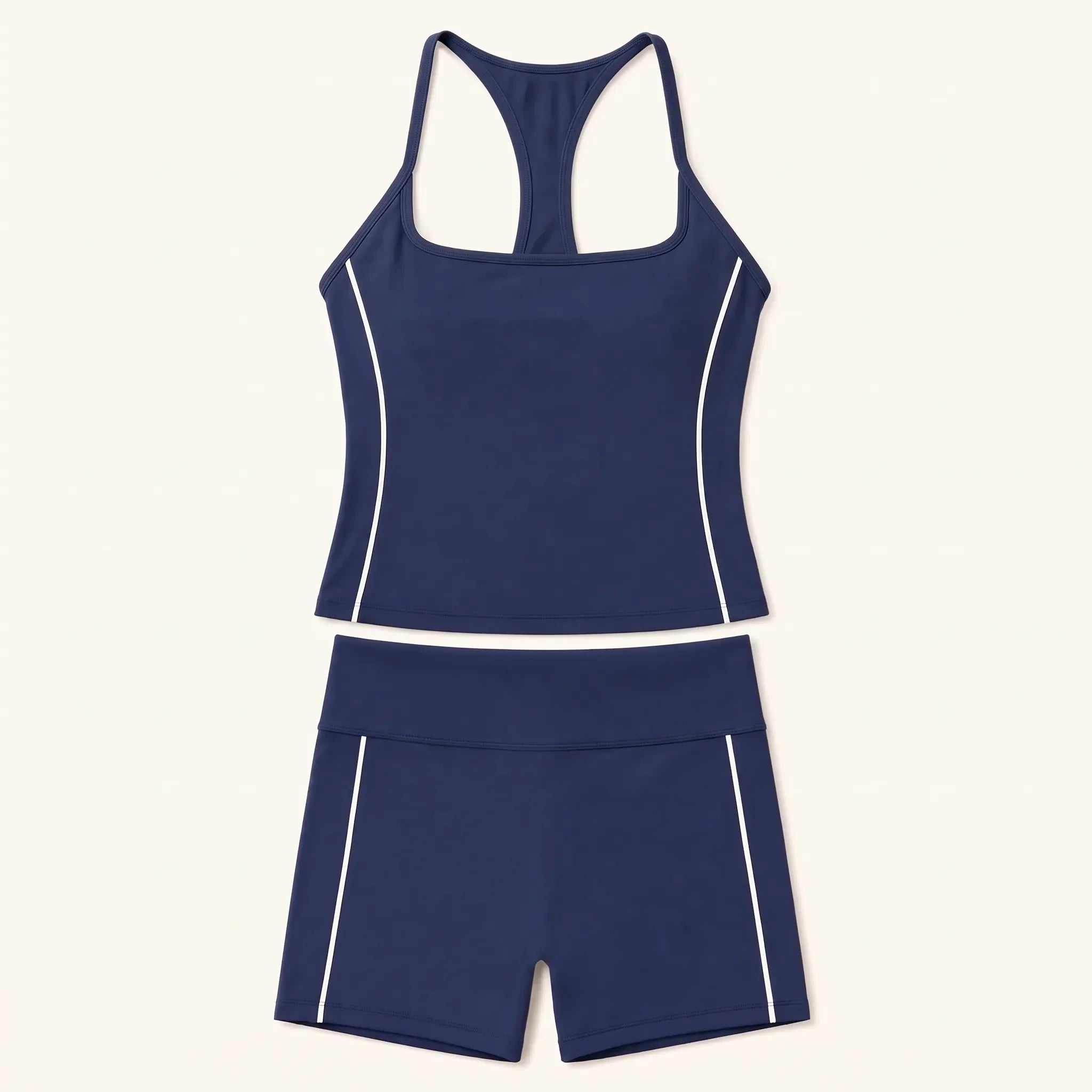 Racer Back Two-Piece Set — square neck tank and short set, alternate view