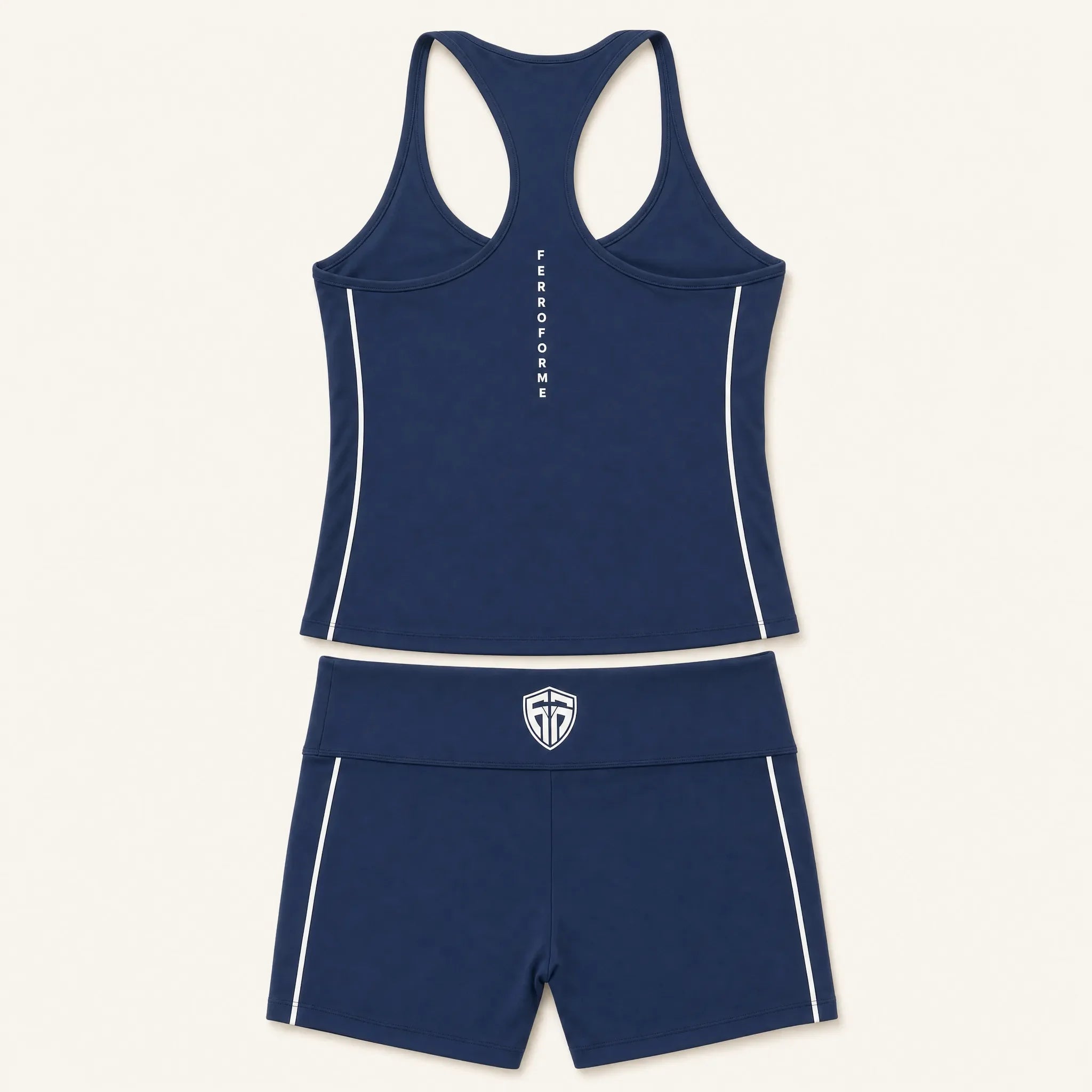 Racer Back Two-Piece Set — 3D side seam detail on two piece set