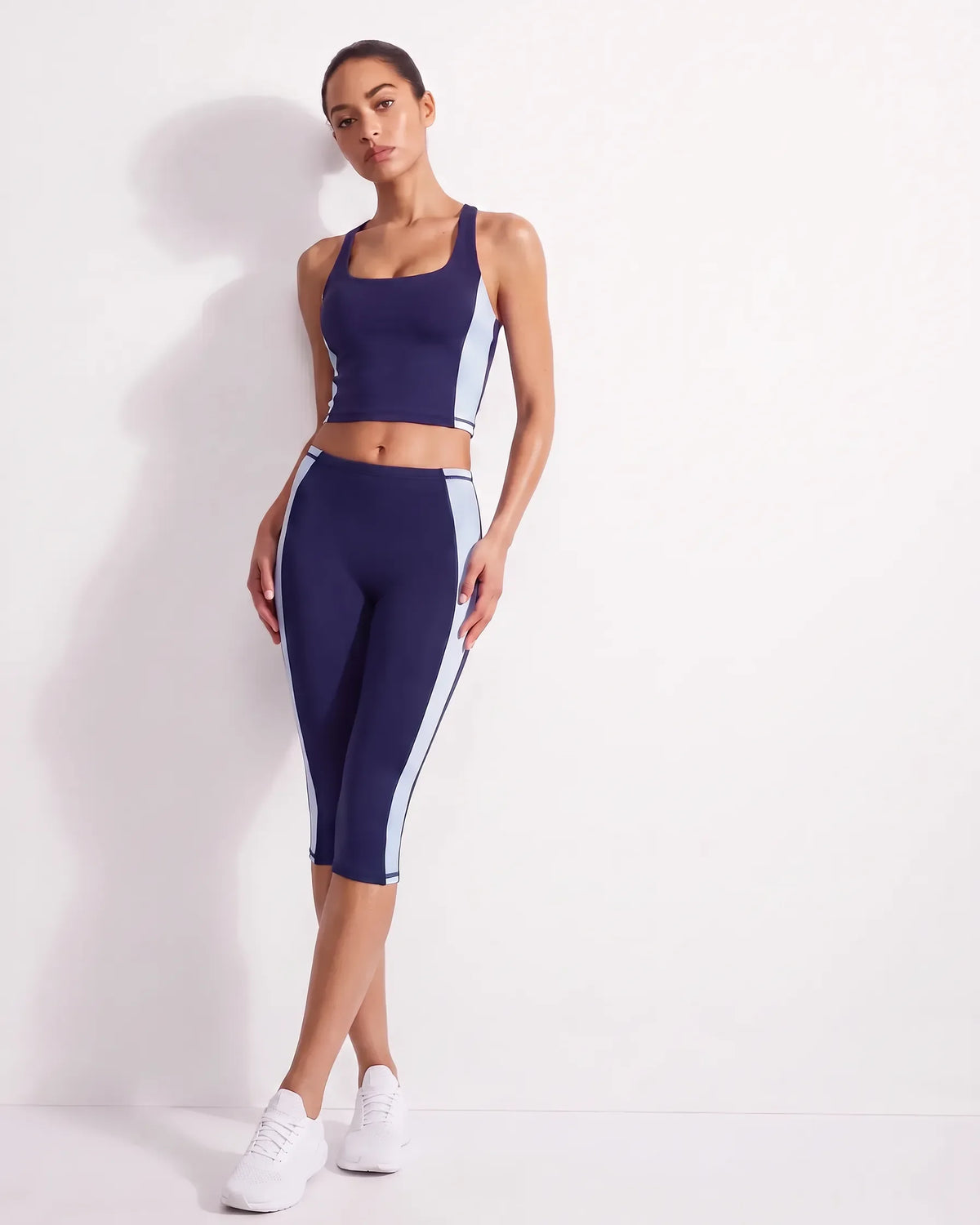Navy Colorblock Capri Leggings