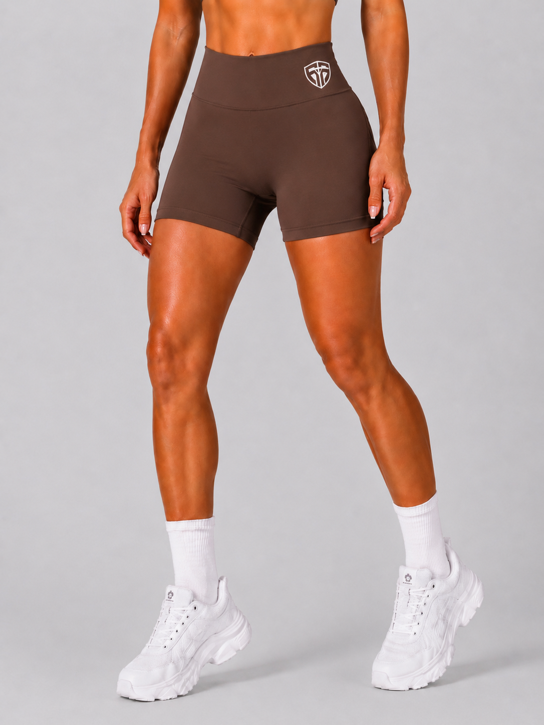 FORME Fit Shorts — styled with matching crisscross top