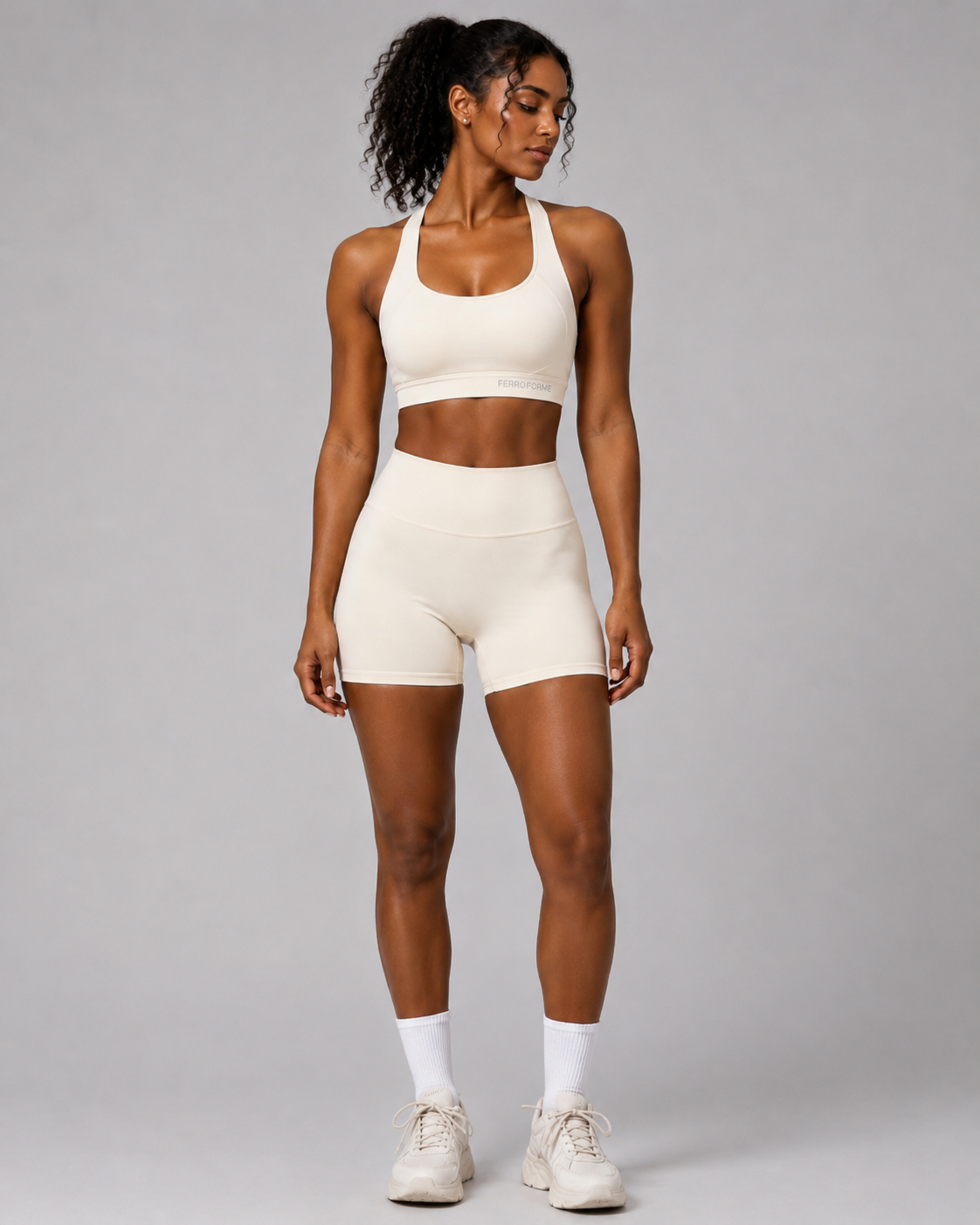 Flex Set — cross back strap and high waist short detail